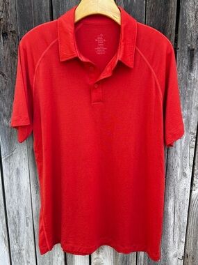 Woolx Summit Merino Wool Polo Shirt Orange L